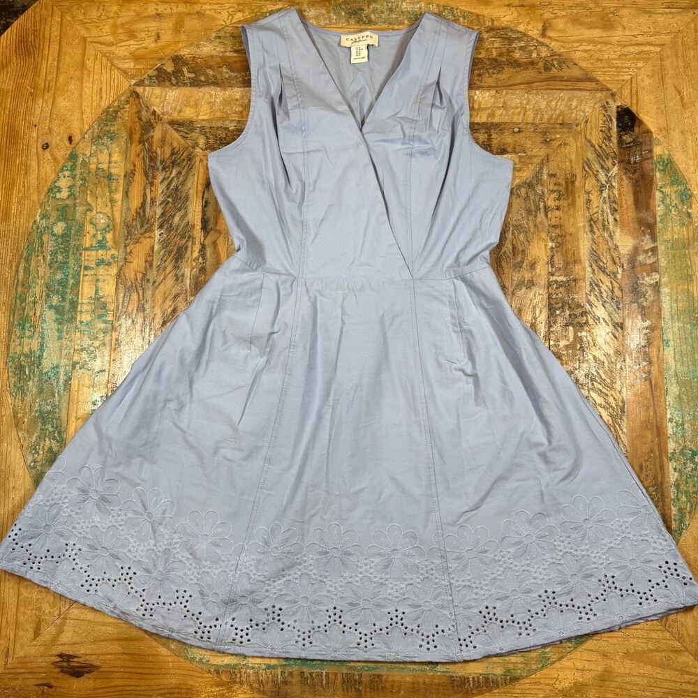 Calypso St. Barth Eyelet Embroidered Faux-Wrap Dress Medium Boho Luxe coastal - Picture 2 of 13